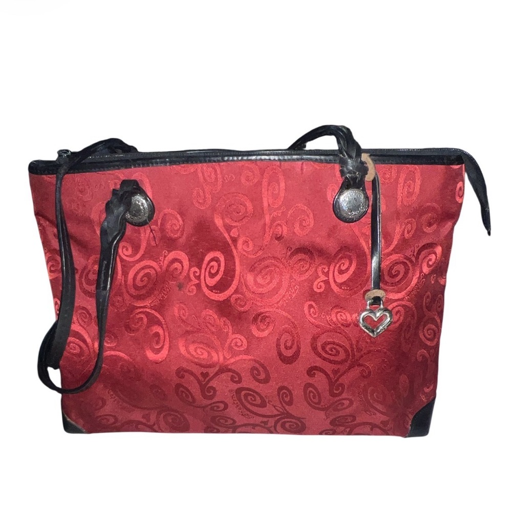 Brighton Mevelyn Red Canvas Tote Bag Elegant Red Patterned